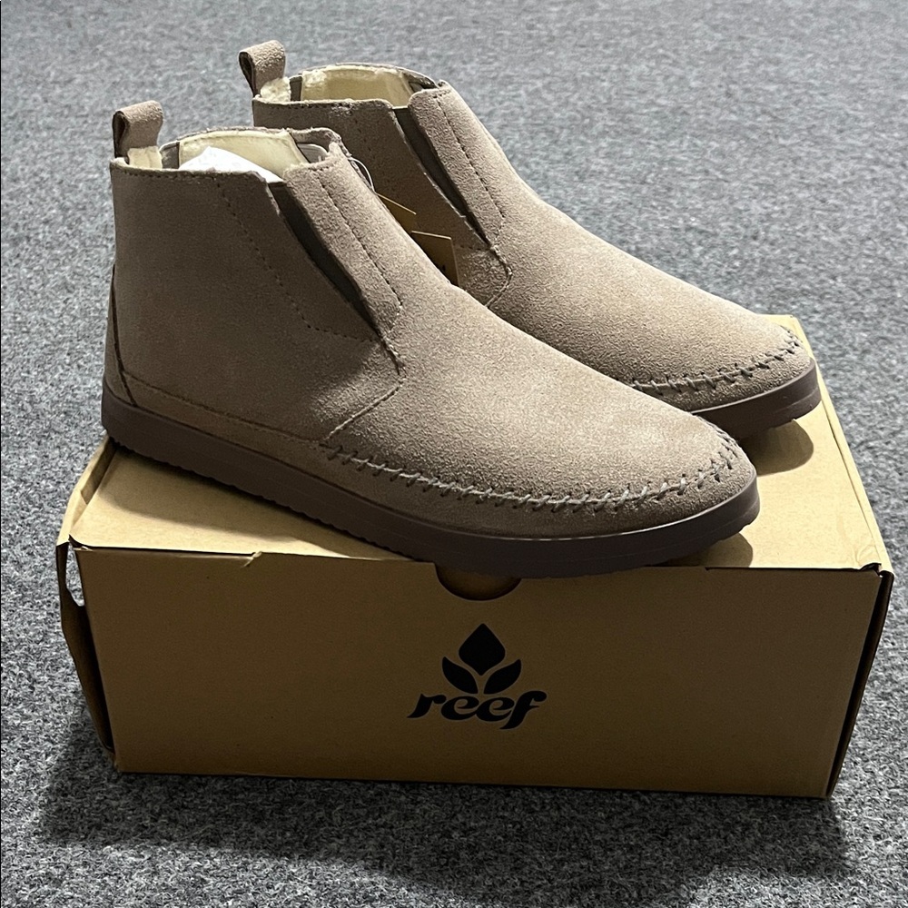 Reef Sunfolk Women’s Taupe Suede Slip on Moccasin